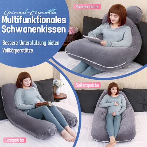 TaiBest Schwangerschaftskissen U-förmiges Ganzkörperkissen,schwangerschaftskissen zum schlafen Kann Rücken, Gesäß und Beine von schwangeren Frauen unterstützen (Polyester, Dunkelgrau)
