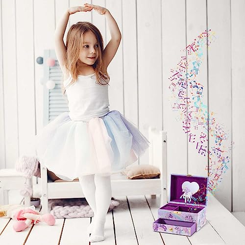 CRAZE, EINHORN Schmuckkästchen Kinder mit Spieluhr , Schmuckschatulle Mädchen mit drehendem Einhorn & Spiegel