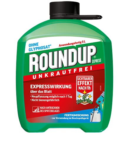Roundup Unkrautfrei Express, 5 Liter Nachfüll-Kanister, Fertigmischung zur Bekämpfung von Unkräutern und Gräsern