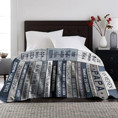 Geschenke für Papa von Tochter - Decke 150x130cm für Geburtstag, Weihnachten, Vatertag - Bester Papa Geschenk