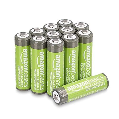 Amazon Basics AA-NiMH-Akkus mit hoher Kapazität, wiederaufladbar, 2400 mAh, bis zu 400-mal aufladbar, vorgeladen, 12 Stück