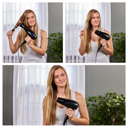 Remington Haartrockner Ionen [leicht, Diffusor & Stylingdüse] schwarz (2200W, Keramik-Ionen: schonendes Styling & gleichmäßige Wärmeverteilung, 3 Heiz- & 2 separate Gebläsestufen + Abkühlstufe) D3198