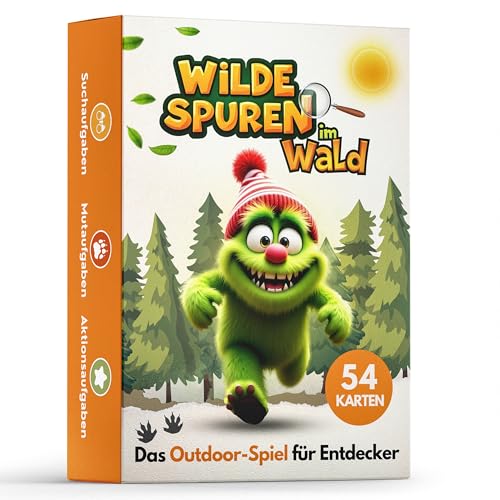 Everywhen Wilde Spuren im Wald – Outdoor Suchspiel für Kinder & Familien ab 5 J. – Entdecke Natur, erlebe Abenteuer, löse Rätsel & finde Schätze bei jedem Spaziergang! Entdeckerkarten & Lernspiel