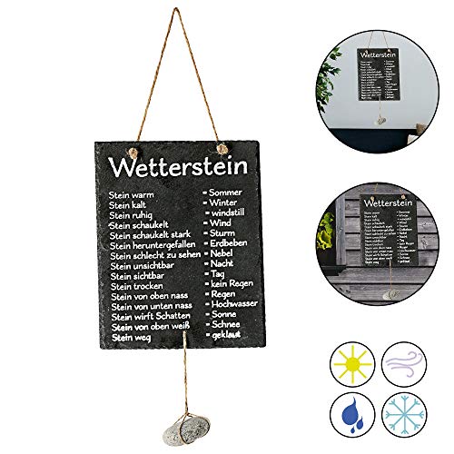 Cepewa Wetterstation Stein auf Schiefertafel Wettertafel Schild Tafel beschriftet 20 x 25 cm