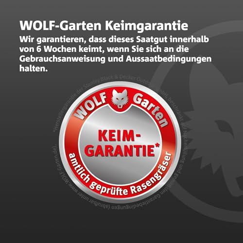 WOLF-Garten Turbo-Nachsaat zur Rasensanierung LR25 (für 25 m², hohe Dichte mit ca. 70.000 Trieben/m², für alle Rasentypen geeignet, mit WOLF-Garten Keimgarantie, 500g in Faltschachtel) 3826020