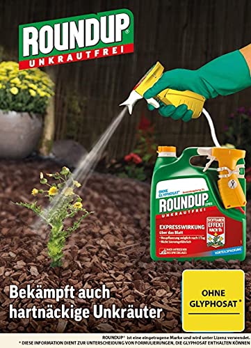 Roundup Unkrautfrei Express, 5 Liter Nachfüll-Kanister, Fertigmischung zur Bekämpfung von Unkräutern und Gräsern