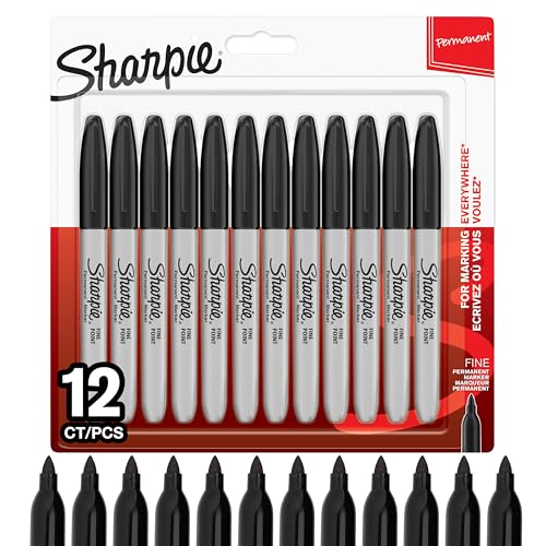 Sharpie Permanent Markers | Fine Point for Bold Details | Black Ink | 12 Marker Pens