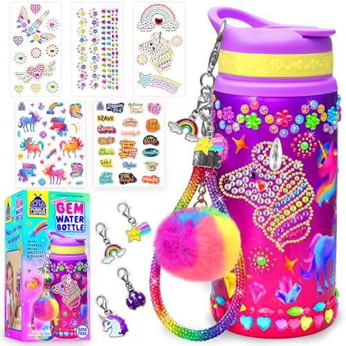 PURPLE LADYBUG Decorate Your Own Water Bottle Craft Kits for Kids - 6 Year Old Girl Gifts, Girls Birthday Presents, Arts and Crafts for Kids Ages 5-12, Unicorn Gifts for Girls
