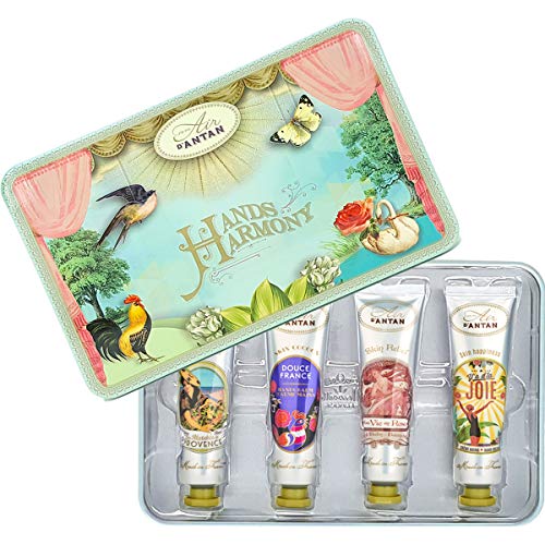 Muttertag Geschenkset Frauen 4 Handcreme Un Air D'Antan - Hübsche Metallbox - Shea Butter - Geschenke Für Mama - Beauty Set - Wellness Set Für Frauen - Französische Geschenke Für Frauen