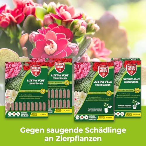 PROTECT GARDEN Lizetan Plus Combistäbchen, Langzeit-Schädlingsfrei und Premium-Dünger in Einem, 40 Stück