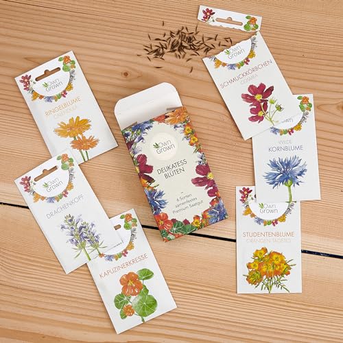 Essbare Blumen Samen Set : Delikatess Blüten Blumensamen Set mit 6 Sorten Blumen Saatgut – Essbare Blüten Samen – Essbare Blumen für Torte – Essbare Blüten Tortendeko – Blumen Essbar von OwnGrown