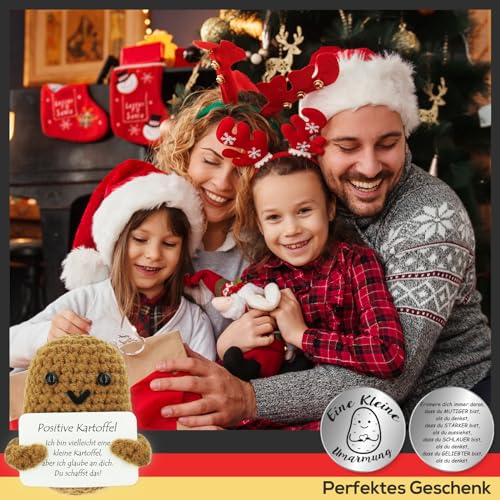 Tixlux Pocket Hug Positive Kartoffel, Kreative Strickwolle Kartoffel Puppe und Kleine Umarmung Glücksbringer (Silber), Gute Besserung, Mutmacher Geschenk, Geschenke für Frauen, Geschenk zum Abschluss