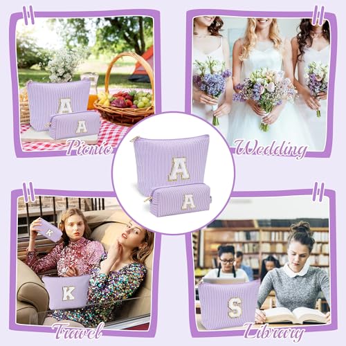 Parima Kosmetiktasche Damen Mädchen - Personalisierte Geschenke Make Up Tasche Mädchen Reise Schminktasche Geburtstagsgeschenk für Frauen Mädchen Geschenke für Frauen Lila Buchstaben Kosmetiktasche L