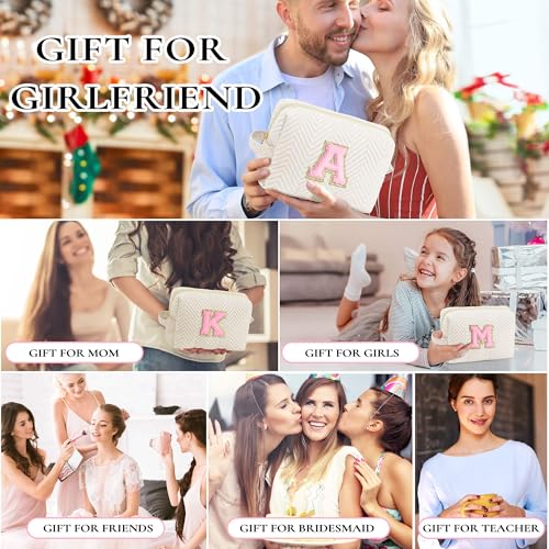 Parima Geschenke für Frauen - Weiß Kosmetiktasche Personalisierte Buchstaben A Kosmetiktaschen Schwester Geschenk Beste Freundin Geschenk Geburtstagsgeschenk für Mädchen Tochter 6 7 8 9 10 11 12 Jahre