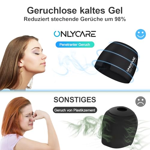ONLYCARE Migräne Maske, Upgraded Migräne Kühlmaske Schlafmaske Kühlmütze Kühlhaube 360° Gel Surround kühlpads zur Linderung von Migräne, Kopfschmerzen, Druck