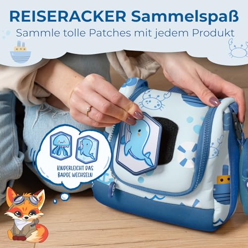 REISERACKER Kulturbeutel Kinder inkl. Medi Tasche als Kulturbeutel zum Aufhängen - Kulturtasche Kinder zum Aufhängen - Kulturtasche für Jungen und Mädchen