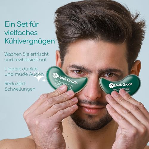 Medi Grade Kühlmaske Gesicht und Kühlende Augenpads – Augenmaske Kühlend mit Geltechnologie, Gesicht, Augen, Augenringe entfernen, Reduziert Schwellungen, Dunkle Ringe, mit Kühltasche