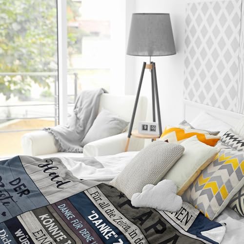 Geschenke für Papa von Tochter - Decke 150x130cm für Geburtstag, Weihnachten, Vatertag - Bester Papa Geschenk