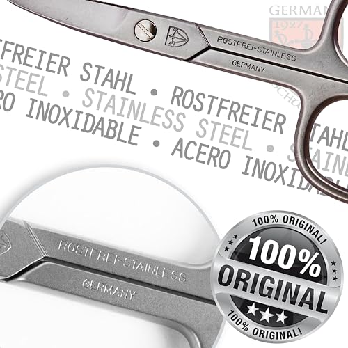 DREI SCHWERTER - Nagelschere gebogen | Scharfe Klinge zum exakten Schneiden von Nägeln. Rostfreie Markenqualität MADE IN GERMANY | Inhalt: Schwarzes Nageletui aus Kunstleder