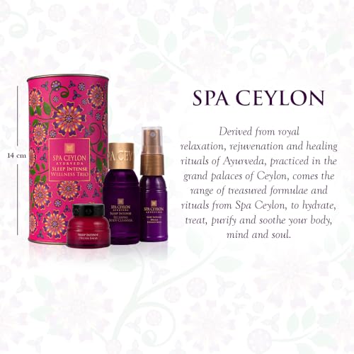 SPA CEYLON Sleep Intense Wellness Trio Set | Intensive Spa Essentials for Deep Rest | Ayurvedic Pampering Kit with Natural Ingredients | Lavender Ylang Ylang | Shower Gel, Body Mist, Balm | Gift set