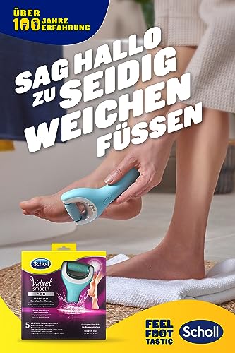 Scholl Velvet Smooth elektrischer Hornhautentferner Pro – Zur Hornhaut Entfernung auf nassen und trockenen Füßen – Wiederaufladbar – 1 Gerät + Ladestation , (1er Pack)