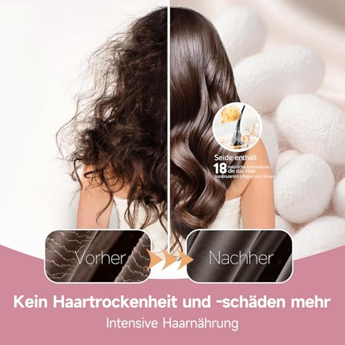 Umisleep 22 Momme Schlafhaube zum Schlafen mit Maulbeerseidenfutter, Doppelschicht Schlafmütze, Verstellbar mit Elastischem Band, Haarschutz für Lange und Lockige Haare, Weich, Schwarz+Lila