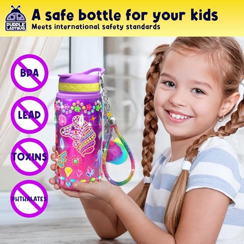 PURPLE LADYBUG Decorate Your Own Water Bottle Craft Kits for Kids - 6 Year Old Girl Gifts, Girls Birthday Presents, Arts and Crafts for Kids Ages 5-12, Unicorn Gifts for Girls