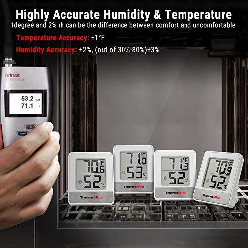 ThermoPro TP49W-3 digitales Mini Thermo-Hygrometer Thermometer innen Raumthermometer 3 er Temperatur und Luftfeuchtigkeitmessgerät mit Smiley-Indikator