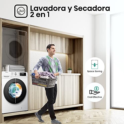 Hisense WDQA8014EVJM 60cm Freestanding 8 KG Front Load Washer Dryer - 1400 RPM - Pure Steam - PureJet - Pause and Add - Inverter Motor - White