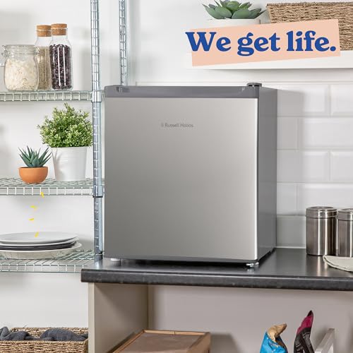 Russell Hobbs Table Top Larder Mini Fridge 40L Capacity, Quiet Running 39DB, Reversible Door, 0 to 8 Degrees Manual Temperature Control, Stainless Steel Effect RHTTLF2E1SS