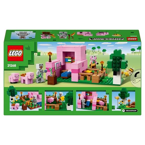 LEGO Minecraft The Baby Pig House Building Toy - Farm Animal Set Includes a Forest Biome, Hero Figure and Mobs, Gift for 7+ Year Old Girls & Boys 21268