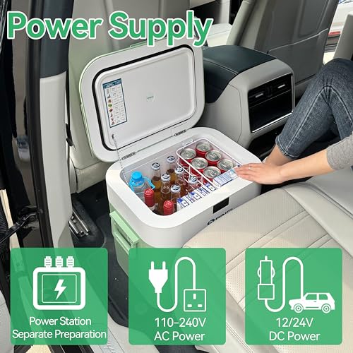 BINGI Portable Car Fridge Freezer 22L, 12V/24V DC & 100-240V AC Dual Power, -18℃ to 15℃ Adjustable Car Refrigerator, Cooler Box for Camping Campervan, Travel, RV, Truck, Picnic, Boat