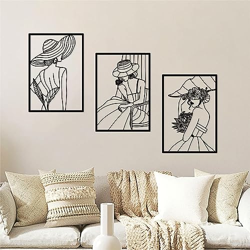 Resama Metall Wanddekoration für Schlafzimmer Minimalistische abstrakte Dame Wandkunst Einfache Linie Zeichnung Wand Skulpturen Frauen Home Hanging für Wohnzimmer