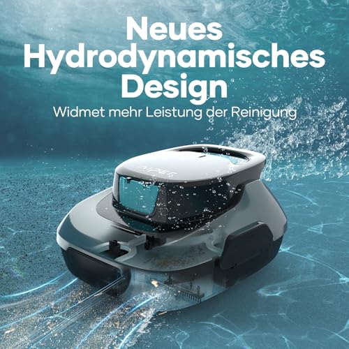 AIPER Poolroboter, Kabelloser Poolsauger Akku, 90 Minuten Reinigungszeit, Automatische Reinigung mit Selbsteinparkfunktion, Kompakter und Leichter Poolreiniger Ideal für Pools mit Flachem Boden