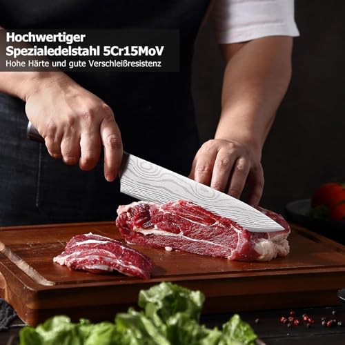 PAUDIN Kochmesser, Klingenlänge 20 cm Profi Küchenmesser Messer Chefmesser Allzweckmesser aus hochwertigem Carbon Edelstahl, Extra Scharfe Messerklinge mit ergonomischem Griff