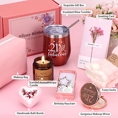 21st Birthday Gifts for Her, Personalised Birthday Hampers for Women Turning 21, Funny 21 Year Old Pamper Gift Basket for Girls, Best Friend, Sister, Daughter, Niece, Lady 21 Birth Day Presents Ideas