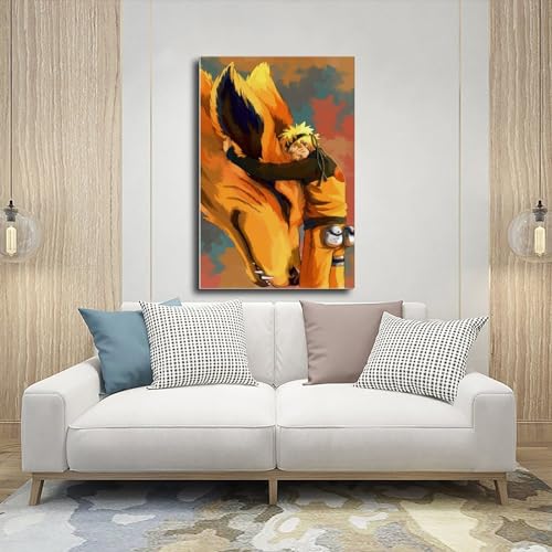 Anime Naruto Bijuu Kurama Kyuubi Leinwand Poster Schlafzimmer Büro Wohnheim Zimmer Dekor Geschenk Süße Wandkunst Ungerahmt 12x18 zoll - Image 5