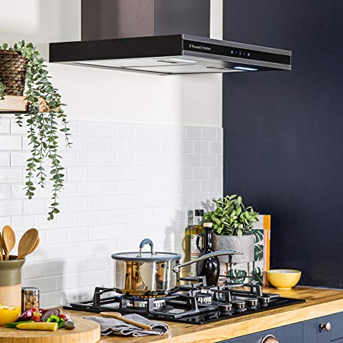 Russell Hobbs RHGCH603DS Midnight Collection 60cm T-Shaped Chimney Cooker Hood, Dark Steel