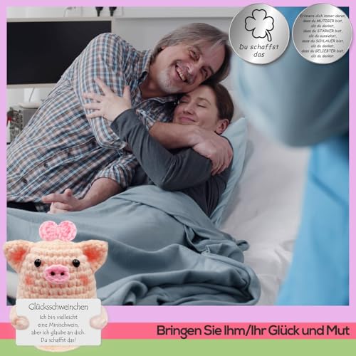Tixlux Pocket Hug Glücksschweinchen, Kreative Strickwolle Minischwein Puppe und Kleine Umarmung Glücksbringer (Silber Ⅱ), Mutmacher Geschenk, Gute Besserung Geschenk, Geschenk zum Abschluss
