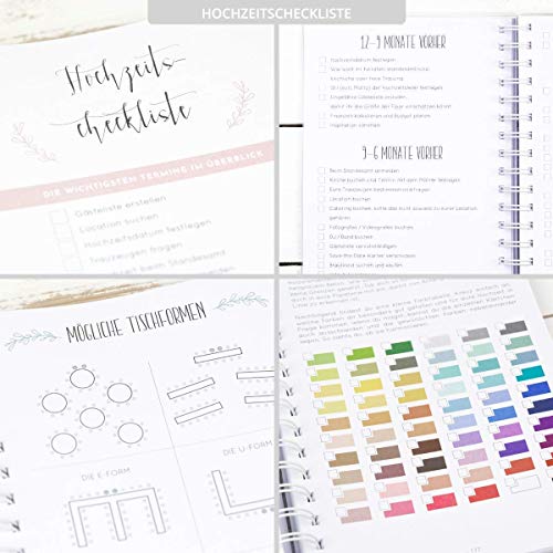 Hochzeitsplaner: So feierst du deine Traumhochzeit, 250 Seiten Hochzeitsplaner Buch, Deutsch, Wedding Planner, Checklisten Notizen Ideen für Hochzeit, Hochzeitsfeier planen organisieren