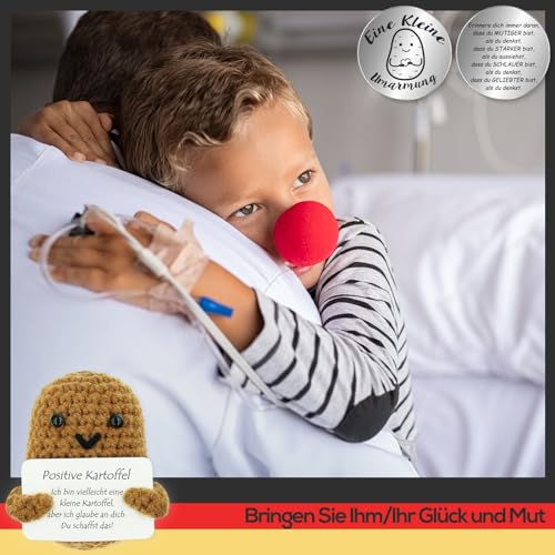 Tixlux Pocket Hug Positive Kartoffel, Kreative Strickwolle Kartoffel Puppe und Kleine Umarmung Glücksbringer (Silber), Gute Besserung, Mutmacher Geschenk, Geschenke für Frauen, Geschenk zum Abschluss