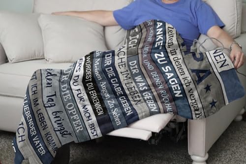 Geschenke für Papa von Tochter - Decke 150x130cm für Geburtstag, Weihnachten, Vatertag - Bester Papa Geschenk