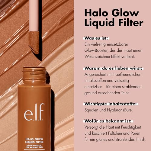 e.l.f. Halo Glow Liquid Filter, Teint-Booster für einen strahlenden, weich fokussierten Blick, mit Hyaluronsäure, vegan & tierversuchsfrei, 0,5 Fair