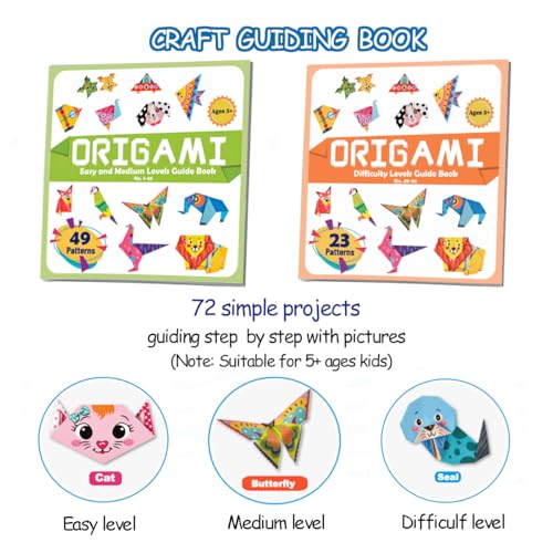 hapray Origami Kit for Kids Ages 6-12 10 Year Olds, with Guiding Book, 152 Paper with 72 Patterns, DIY Art and Craft Projects Activity, Beginners Children's Day Gift Childs Boys Girls