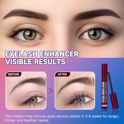 Wimpernserum Ohne Hormone, Lash Serum - Wimpernwachstumsserum, Natürliches Wimpernserum mit Augenbrauenbürste, für Pflege Gebrochene Wimpern, Schnelleres Wimpernwachstum (5 ml)