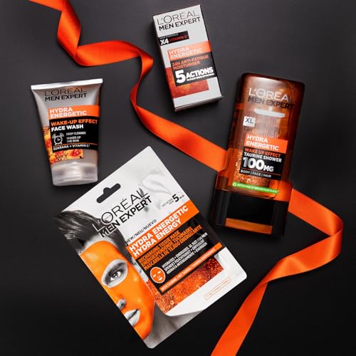 L'Oréal Paris Men Expert Fully Charged Washbag Gift Set For Him, Energising Face & Body Skincare Routine, Deep Cleanse, Revitalising, Gift Set for Men