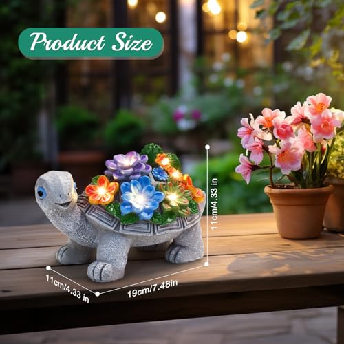 Linkax Geburtstagsgeschenk für Frauen Mama, Geburtstag Geschenke für Frauen Frau Freundin Mama Oma, Solar Gartenfiguren Schildkröte Gartendeko für Draußen Home Balkon Garten Deko mit 7 LED Licht