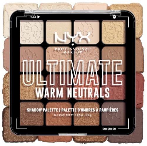 NYX Professional Makeup Lidschattenpalette mit 16 Farbtönen, Intensives und langanhaltendes Finish, Vegane Formel ohne Inhaltsstoffe tierischen Ursprungs, Ultimate Shadow, Farbton: Warm Neutrals
