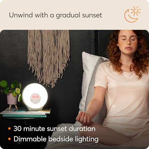 Lumie Sunrise Alarm - Sunrise Wake-up Alarm, Sunset Sleep Feature, Sounds and Mood Lighting, White