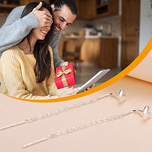GLLBTPT 925 Sterling Silber Kette Ohrringe für Frauen, Herz Fädler Ohrringe für Frauen, lange baumeln Tropfen Ohrringe für Frauen Teen Mädchen (silber)